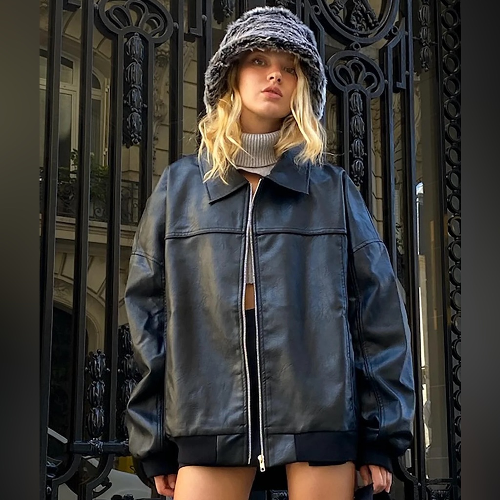Princess Polly Black Faux Leather Zip-Front Jacket
